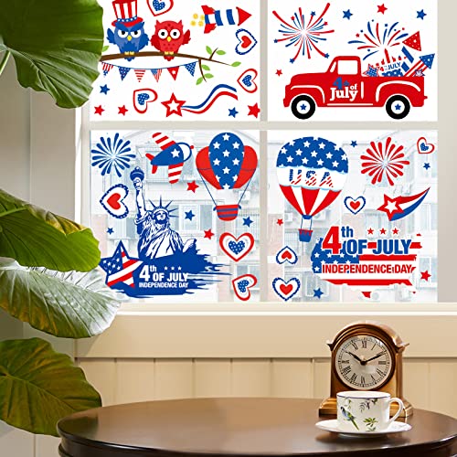 Patriotic Window Clings - 101PCS Reusable Independence Day Decor