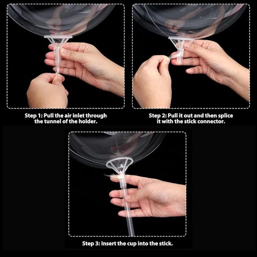 Acquwistach 70 Sets Balloon Sticks with Cups Clear Balloon Holder Stick Stand 15inches to 32inches Large and Long Party Balloon Stand for Bobo Balloons Birthday Wedding Party Supplies