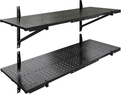 FLEXIMOUNTS 2-Pack Garage Shelving - Heavy-Duty Wall-Mounted Storage Rack | 14"x34" Perforated Design, 700 lbs Capacity