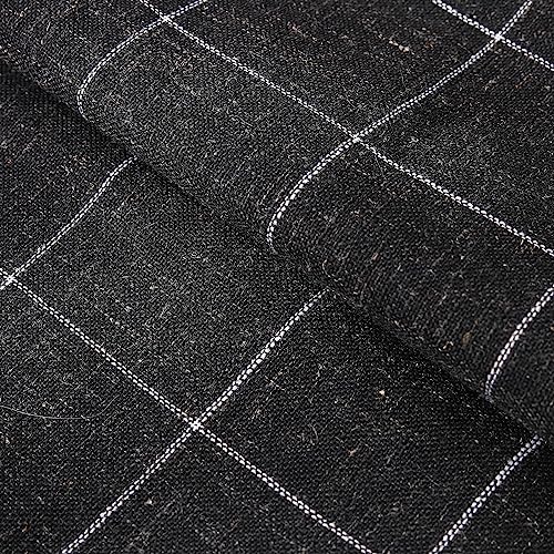 Pack of 2 Black & Beige Plaid Throw Pillow Covers - 20x20 Linen Cushion Covers for Sofa & Living Room