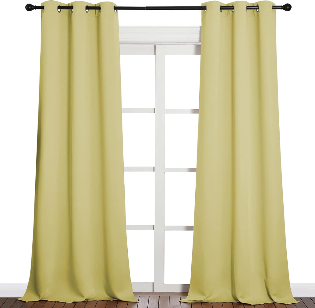 NICETOWN Blackout Curtains for Patio Glass Doors - Privacy Panel Drapes, Paler Yellow, 42" W x 95" L (1 Pair)