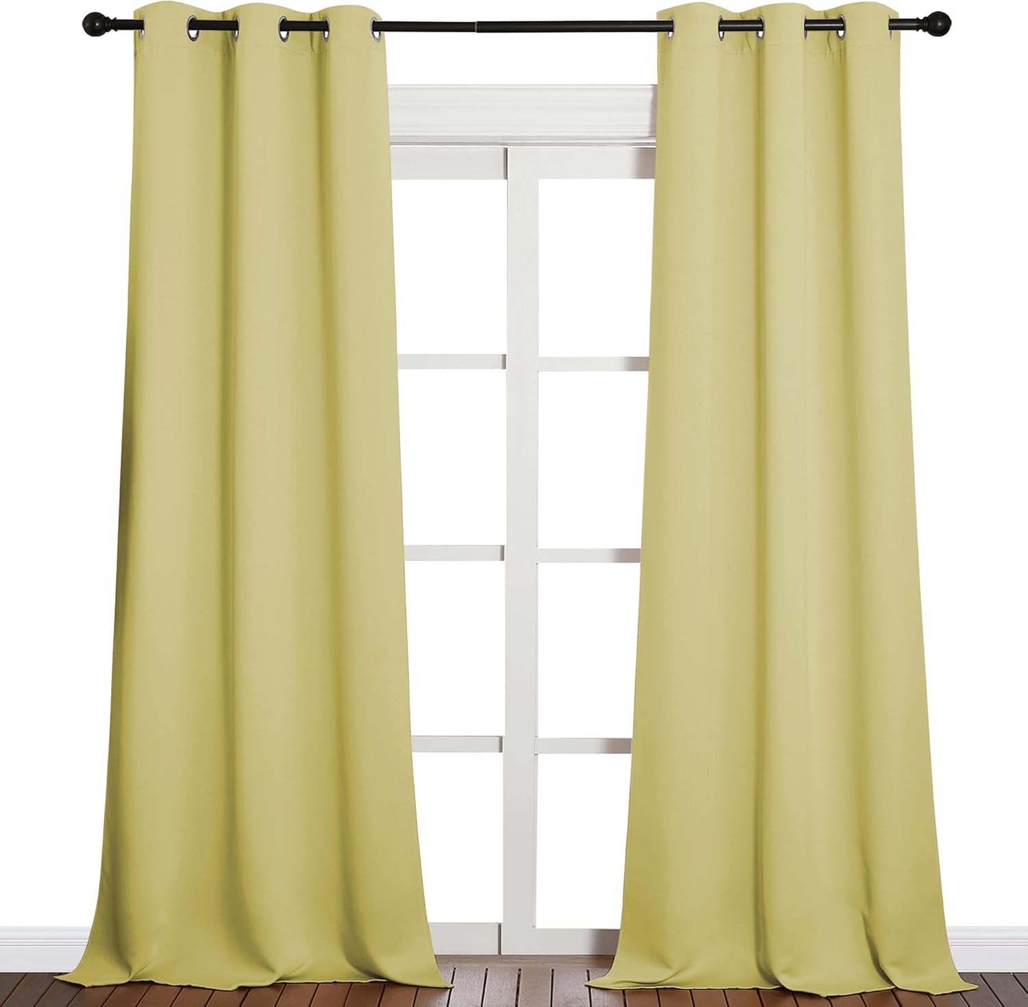 NICETOWN Blackout Curtains for Patio Glass Doors - Privacy Panel Drapes, Paler Yellow, 42" W x 95" L (1 Pair)