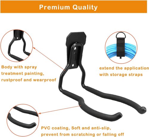 Garden Power Tool Hanger - Garage Wall Hooks for Weedeater & String Trimmer | Black, 2 Pcs