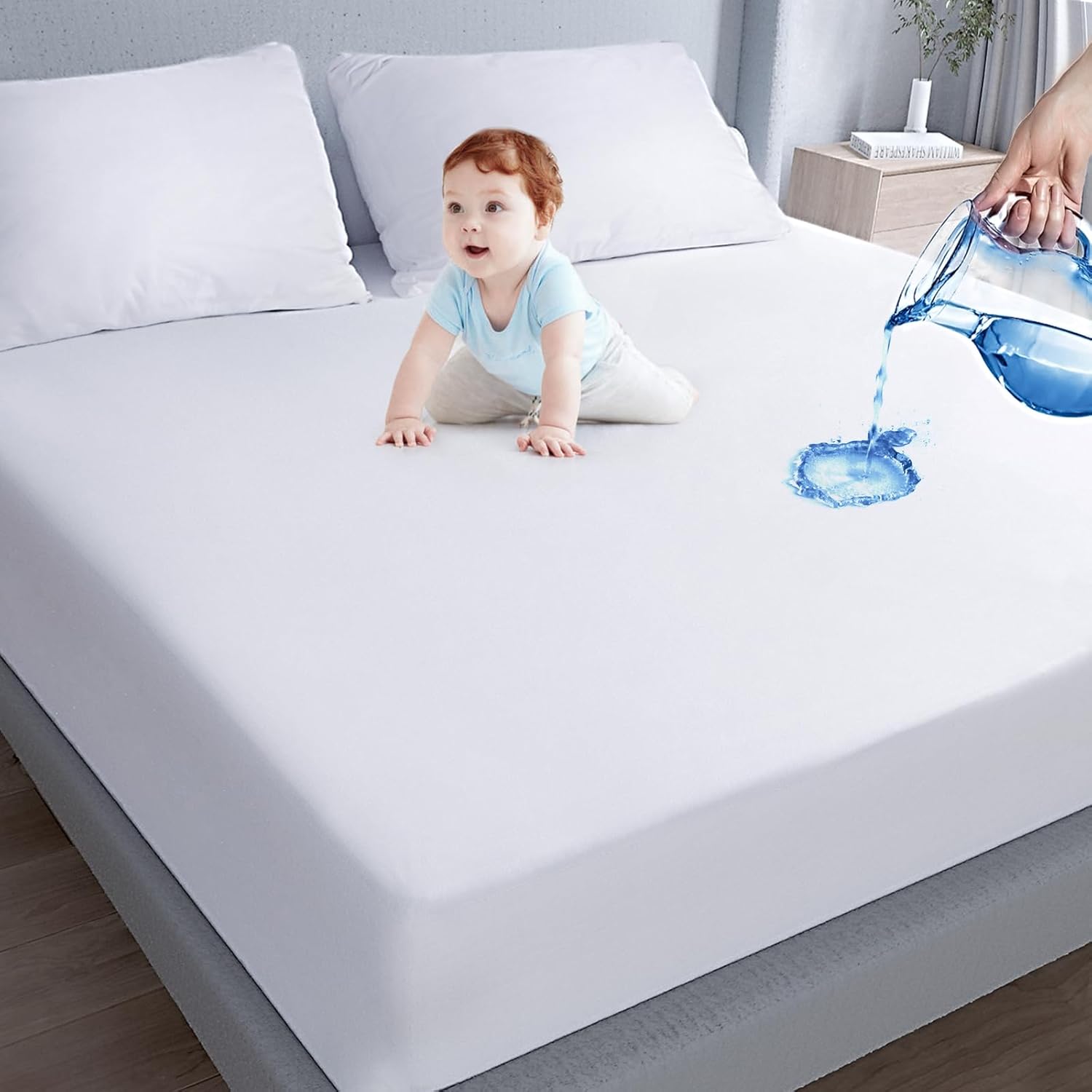 Skiennix Waterproof Mattress Protector - Full XL Size, Breathable & Noiseless Fitted Cover