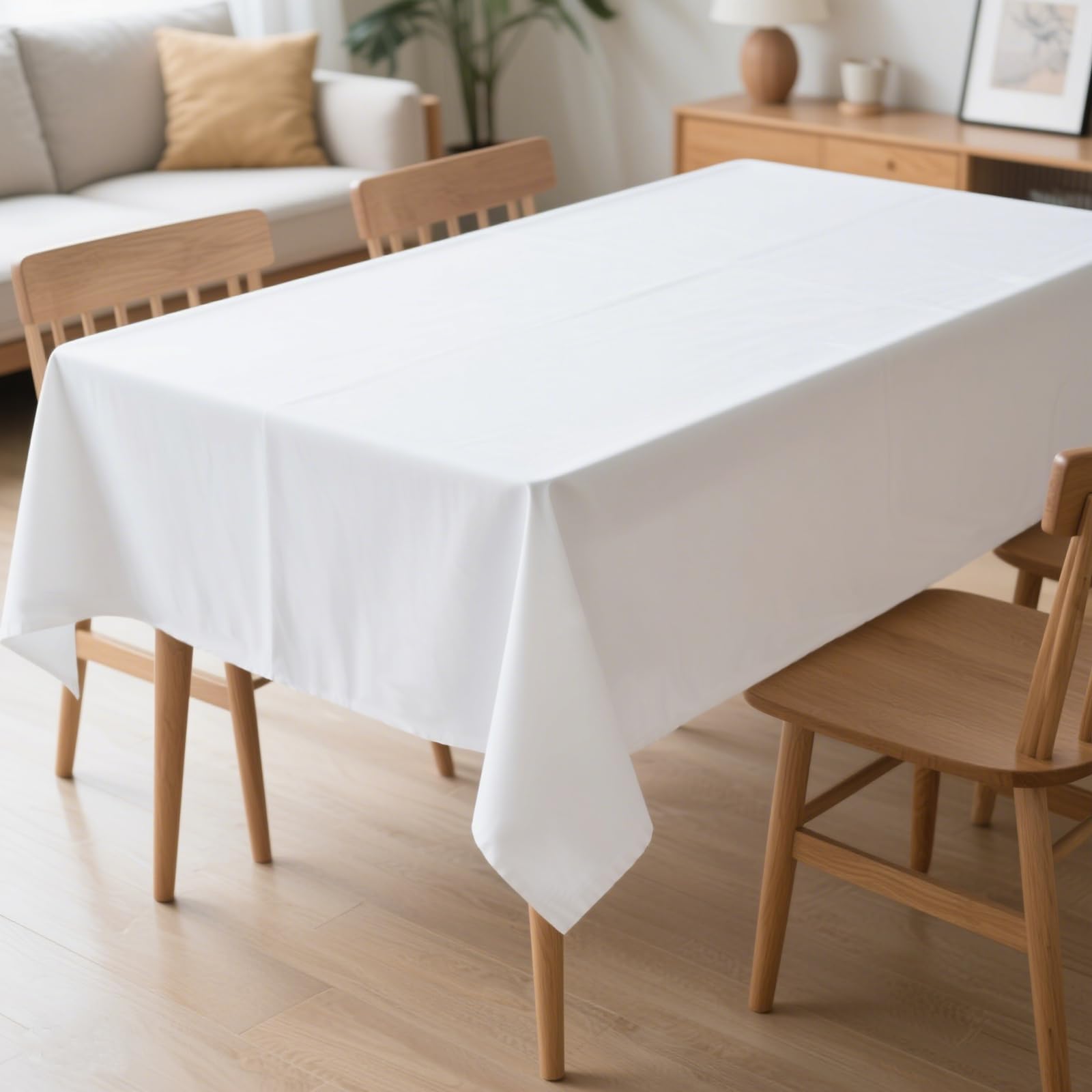 MRJ 60 x 102 Inch White Rectangle Polyester Table Cloth Machine Washable Wrinkle Resistant Fabric for Banquet Indoor Outdoor Use