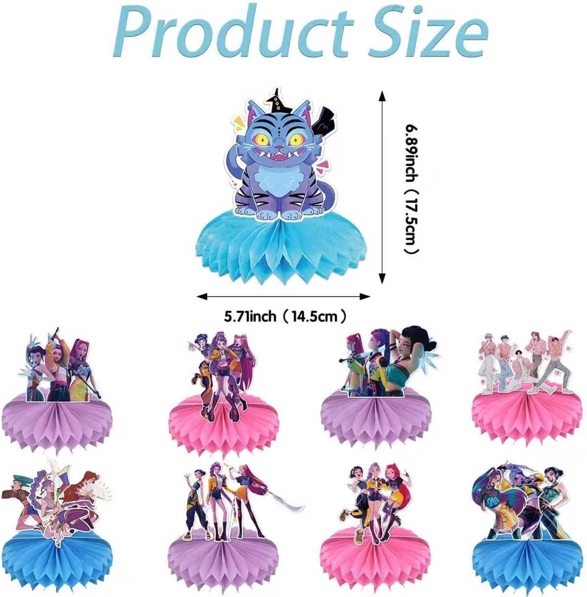 Skiennix Kpop Style Table Decorations Set - 9 Honeycomb Centerpieces with Double-Sided Fantasy Idol Designs
