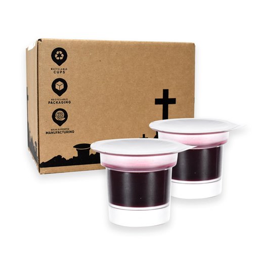 Simply Communion Pre-filled Communion Cups - Tray & Seatback Pew Compatible Cups and Wafer - Concord Juice and Bread - Box of 25 - EASY Open Made in the USA