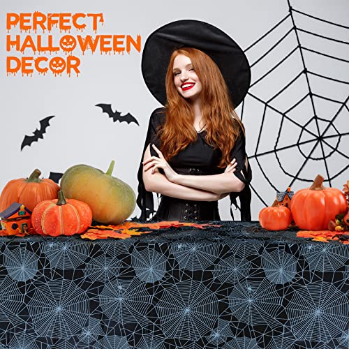 Halloween Tablecloths - 2-Pack Disposable Spider Web Design, 54x108"