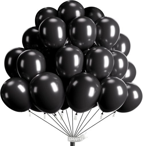 EMART 100pcs Black Balloons - 12 Inch Latex Helium Quality for Parties, Weddings & Events