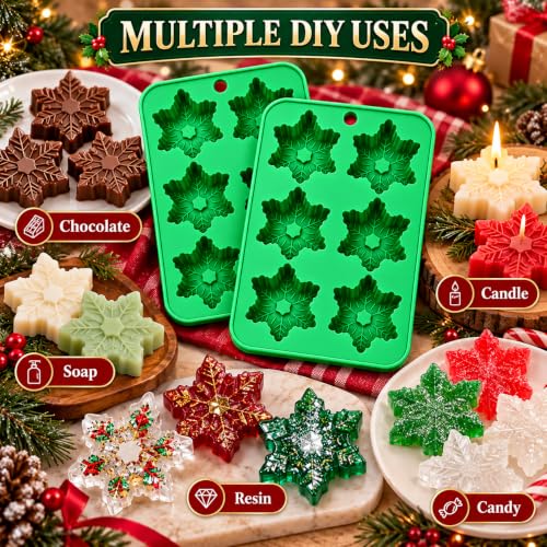 2pcs Christmas Snowflake Silicone Molds 6 Cavities Hanging - Variation of THIS listing