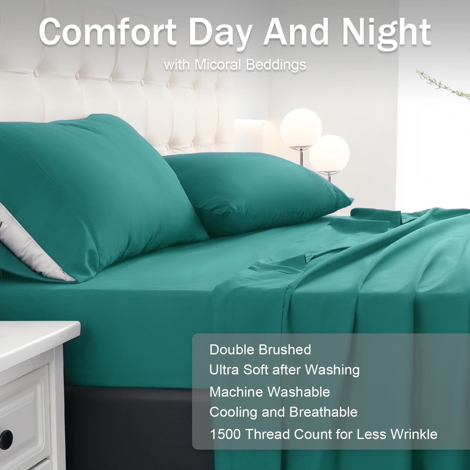 MICORAL Twin Bed Sheets Set - Soft, Breathable Bedding with 16" Deep Pocket Design | Turquoise (3 Pieces)