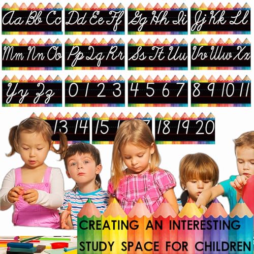 Cursive Alphabet Bulletin Board Set - 15 PCS Classroom Decor