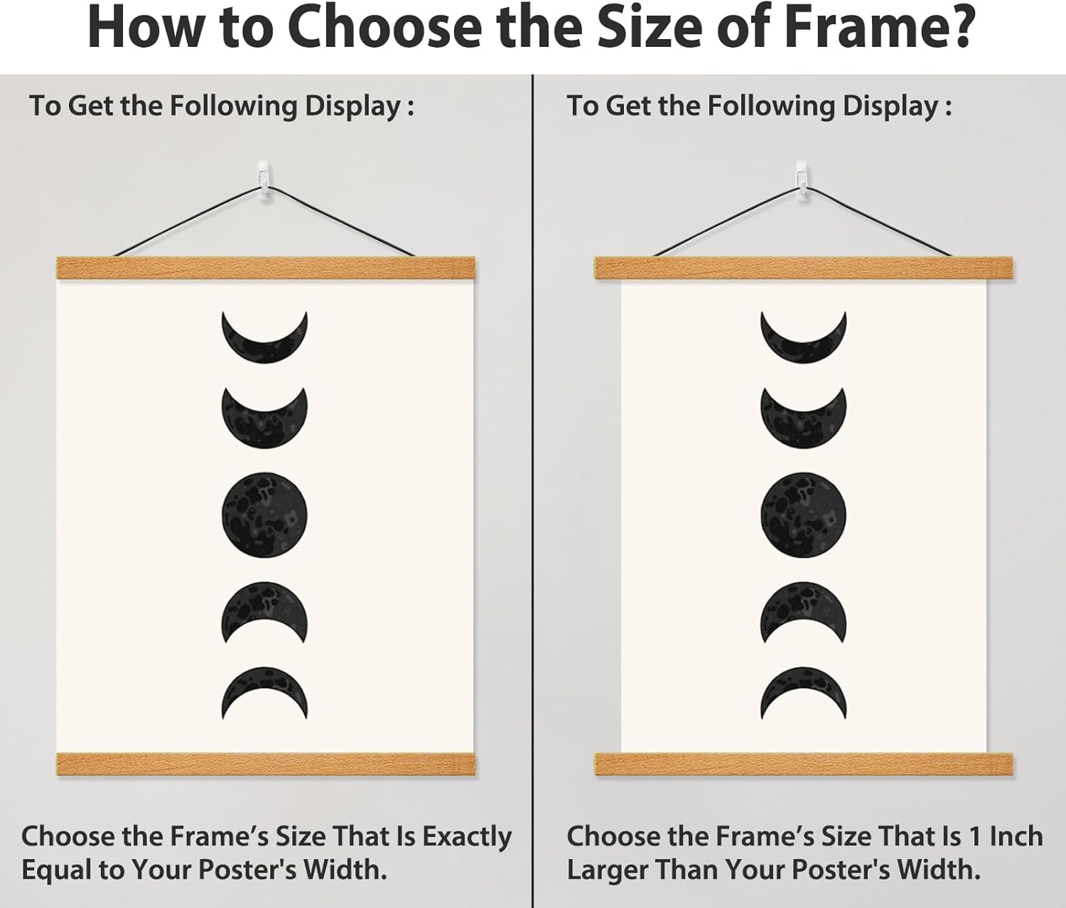 Skiennix Magnetic Poster Hanger Frame - Teak Wood Design for 20x30, 20x28, 20x20 Movie & Music Posters | Ideal Wall Art Decor