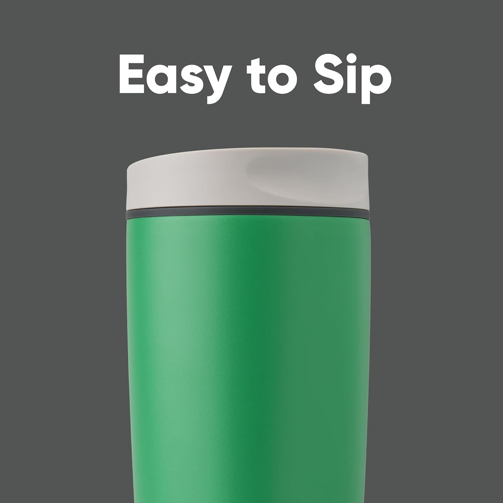 Owala SmoothSip Insulated Stainless Steel Coffee Tumbler - Reusable 20 oz Hot & Iced Coffee Mug | Grey/Green