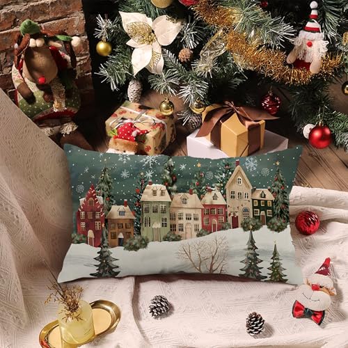 Winter Christmas Pillow Cover 12x20 Inch Decor for Holiday & Farmhouse