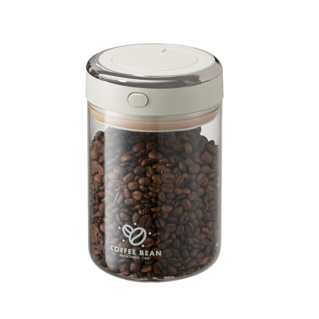 Coffee Bean Storage Container with One-way Valve Airtight Lid Date Tracker for Coffee and More Food Fresh and Storage, Clear Borosilicate Glass Coffee Canister(1.2 Qt - 13.1 OZ)