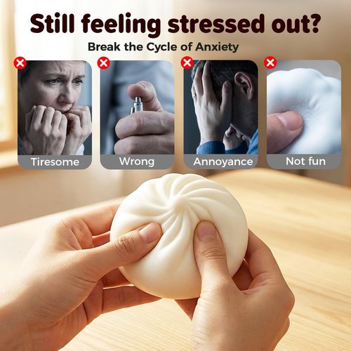Dumpling Squishies | Stress Relief Balls - Handmade Fidget Toys with Steamer Case, Soft TPR Big Bun (Pink)