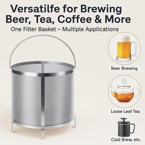 Gekufa Hop Filter 300 Micron 304 Stainless Steel – 13.8" x 13.8" Dry Hop Strainer for Homebrew, Beer, Wine, Tea & Coffee – Rust-Resistant Mesh, Dishwasher Safe, Easy to Clean (13.8" x 13.8")