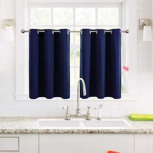 ChrisDowa Small Window Curtains - Grommet Thermal Insulated Room Darkening Panels, Navy Blue (42 x 36 Inch)