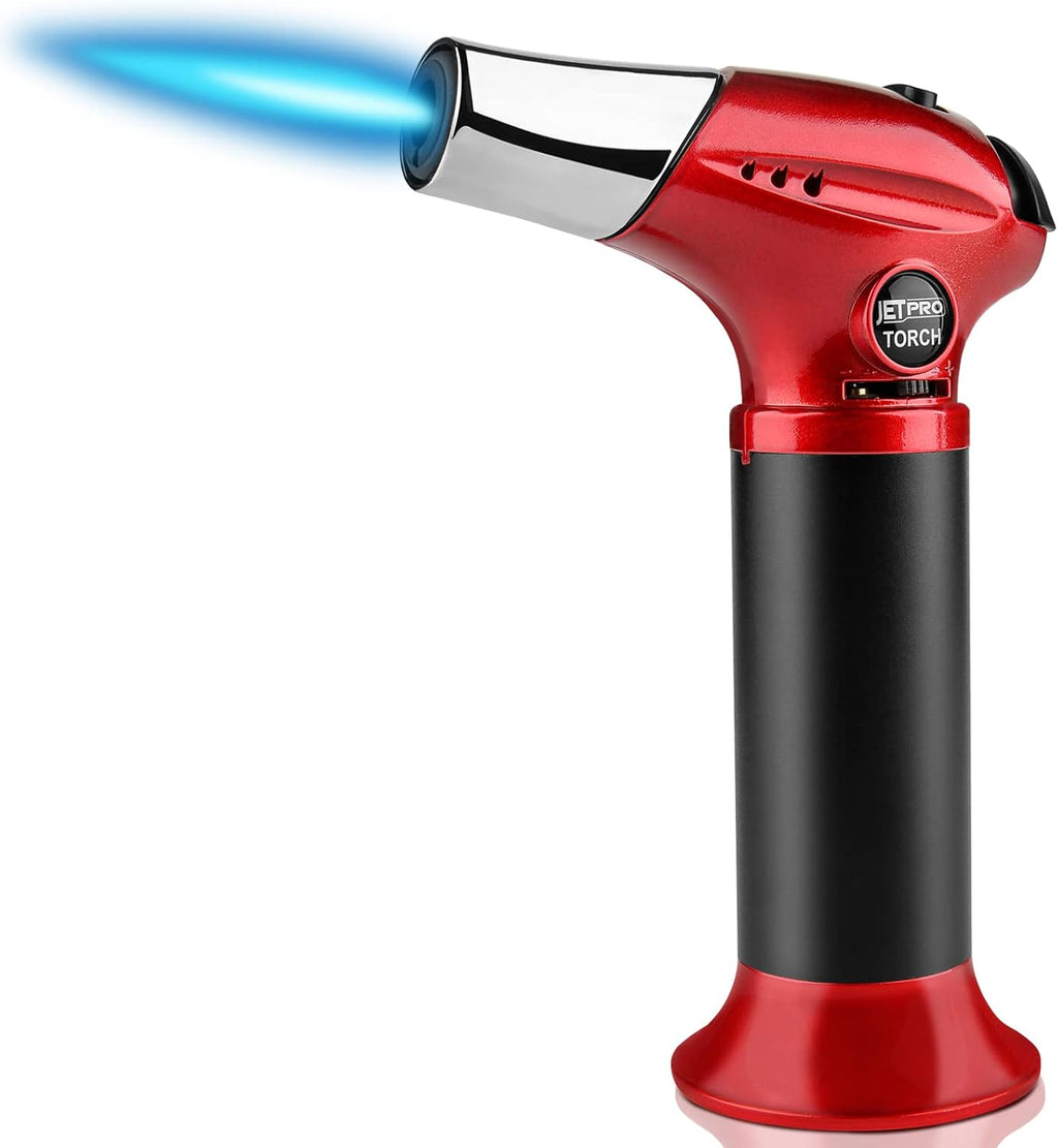 Skiennix Butane Kitchen Torch Lighter - Refillable Cooking Torch with Adjustable Flame & Safety Lock | Red