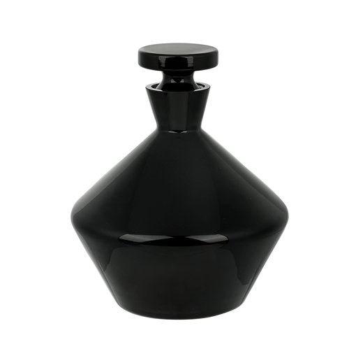 Bruno Magli 49 oz Glass Wine & Whiskey Decanter with Airtight Stopper – Contemporary Bar Bottle for Bourbon, Brandy & Juice Storage, Elegant Home Bar Display Carafe, Smooth Glass Design (Black)