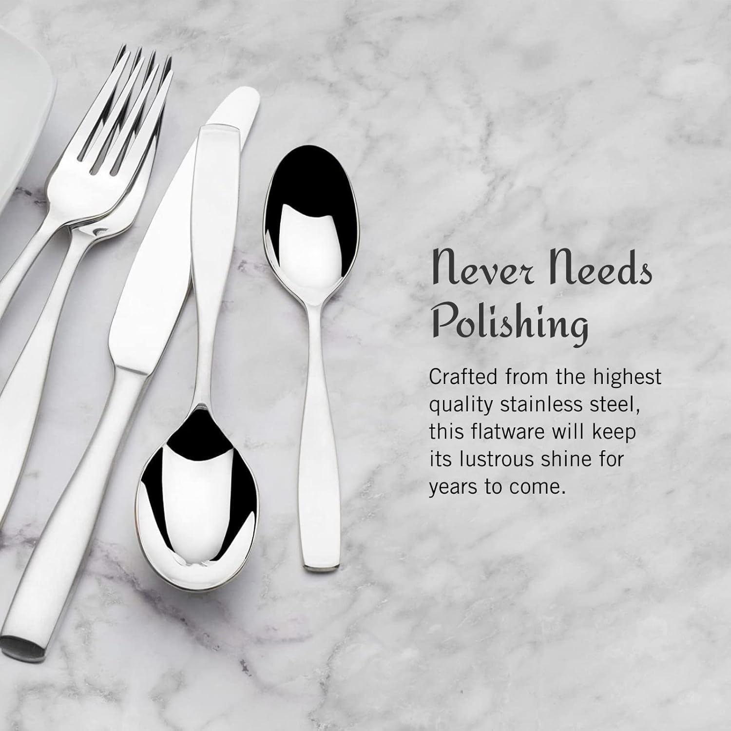 Mikasa Satin Loft 65-Piece Flatware Set - Elegant 18/10 Stainless Steel Silverware for 12 | Durable Forks, Knives & Spoons