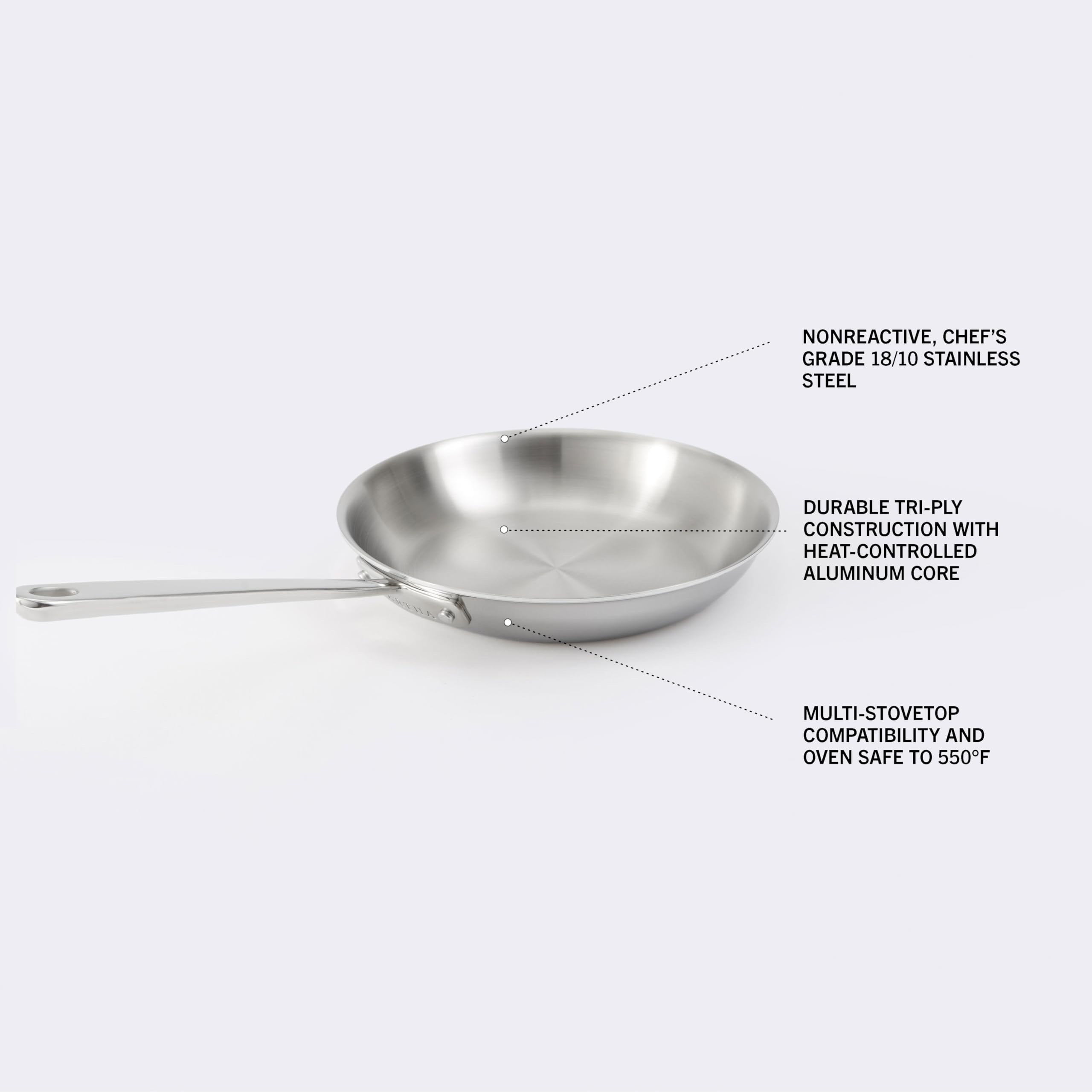 Martha by Martha Stewart 3-Quart Triply Stainless Steel Low Saucepan w/Lid