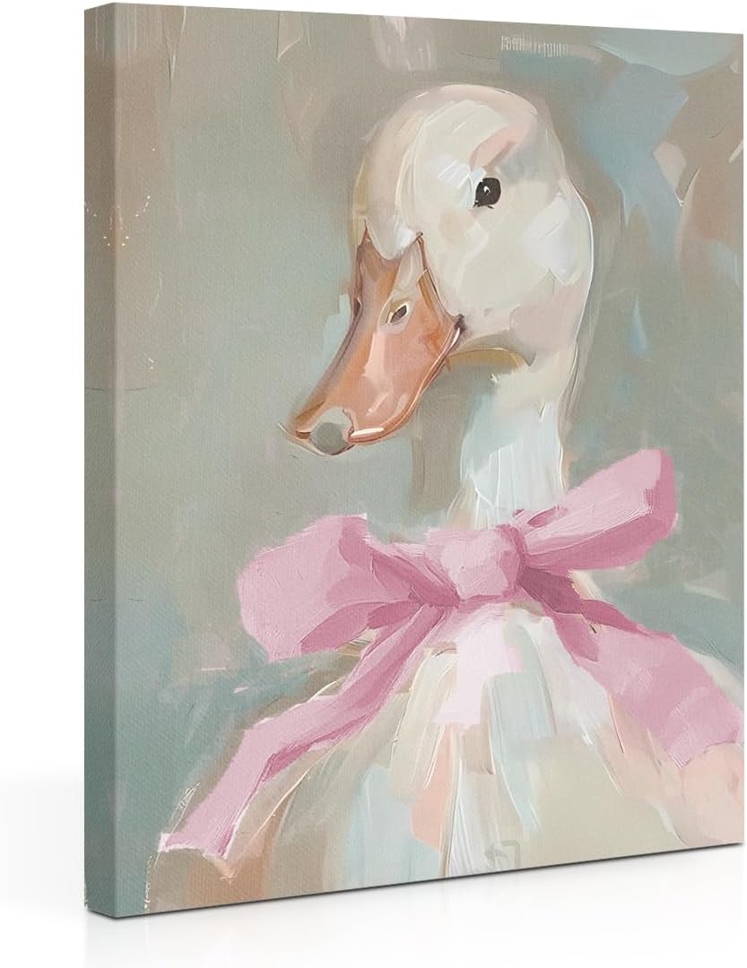 Regine Switzerland Cute Duck Canvas Wall Art - Framed Aesthetic Decor for Living Room & Bedroom | 11.5x15 In