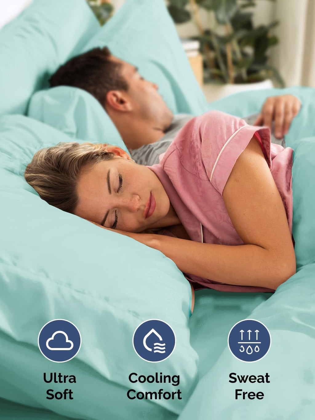 Skiennix Extra Deep Twin Sheet Set - 4-Piece Breathable Cooling Bedding - Soft & Wrinkle-Free Spa Blue