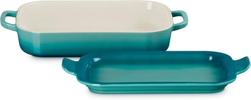 Le Creuset Stoneware Rectangular Dish - 3 Qt. Platter Lid in Riviera Color