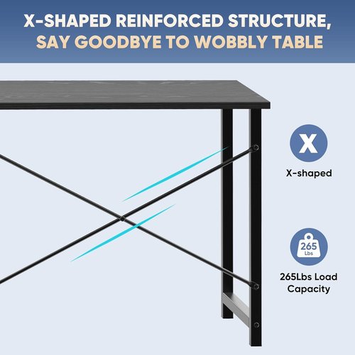 DUMOS 32-Inch Modern Small Computer Desk - Stylish Writing & Study Table for Home Office - Black Wood