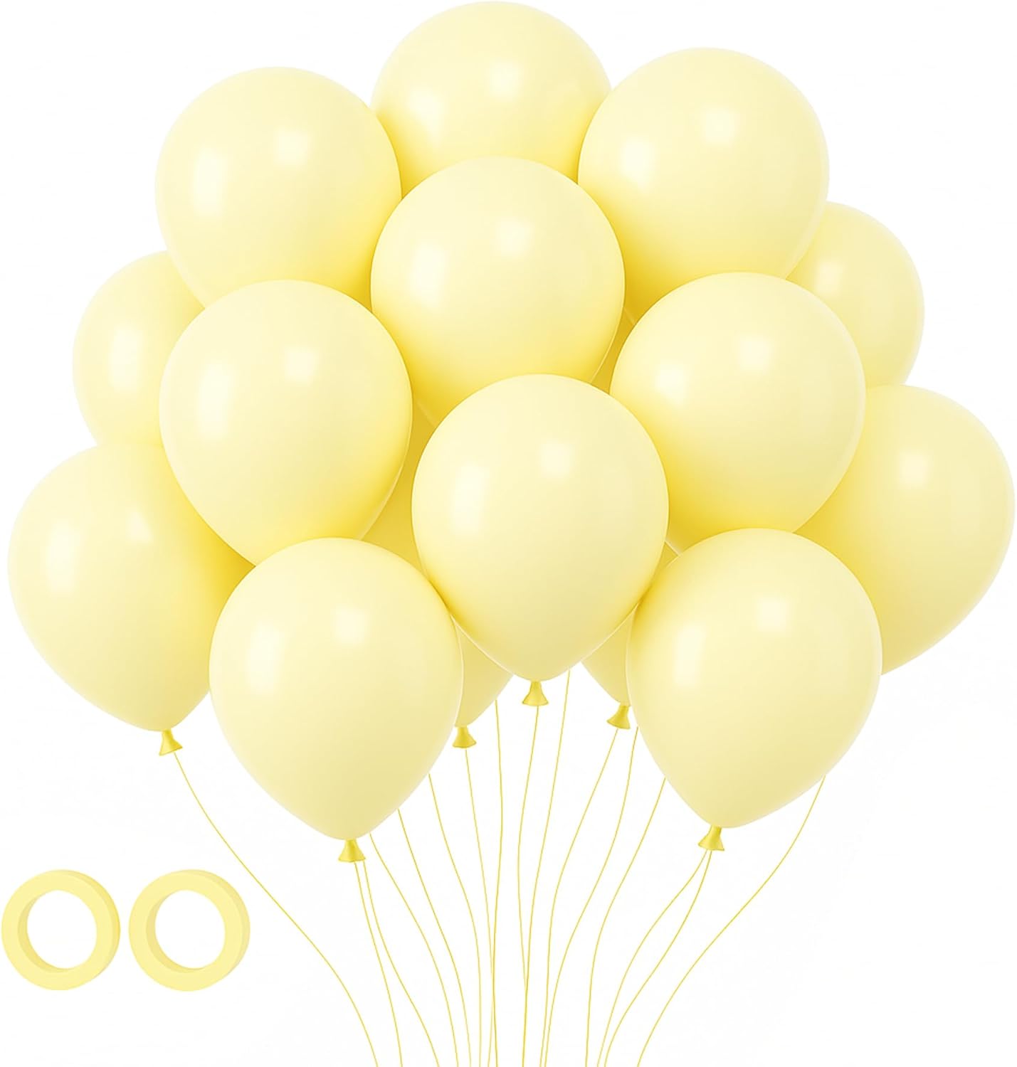 Voircoloria 12-Inch Pastel Yellow Balloons - 105pcs for Birthday, Baby Shower & Wedding Decor