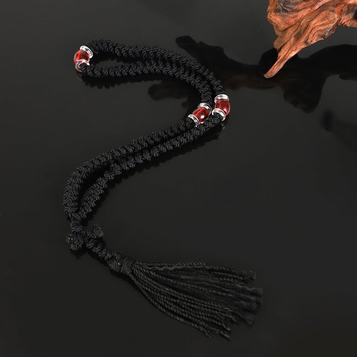 Handmade Orthodox Prayer Rope 100 Knots with Red Bead,Prayer Beads Christian Greek Komboskoini Chotki,Greek Orthodox Cross Christian Car Accessories,Protestant Prayer Beads Rosary Blessed Decor Gift