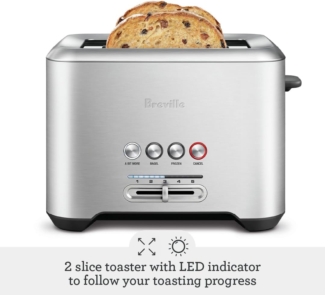 Breville BTA720XL Toaster - 2 Slice Brushed Stainless Steel with Extra Toasting Function