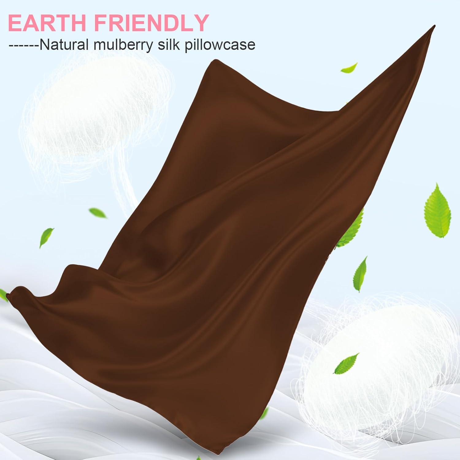 Mulberry Silk Pillowcases by Skiennix - Queen Size 2-Pack with Hidden Zipper | Soft, Breathable, Cooling for Hair & Skin - Brown