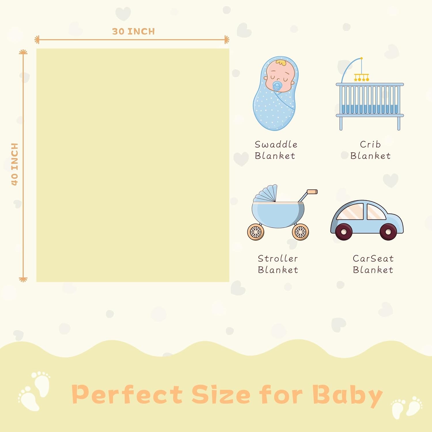 Yurhap Fleece Baby Blanket - Ultra Soft Heart Checkered Design | Cozy 30” x 40” Infant Blanket (Yellow)