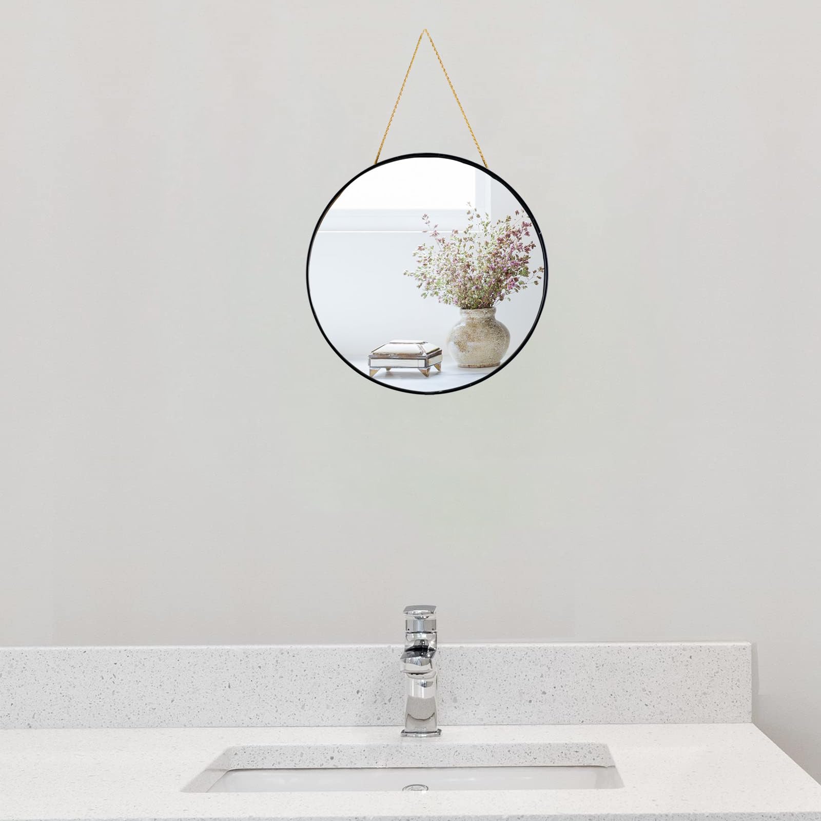 YCHMIR Small Round Wall Mirror,Bathroom Mirror (Black, 11.8 in.)
