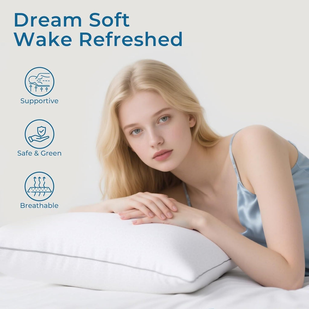 Sasttie King Size Pillows - Set of 4 Supportive Down Alternative | Oeko-Tex Certified, Hotel Quality