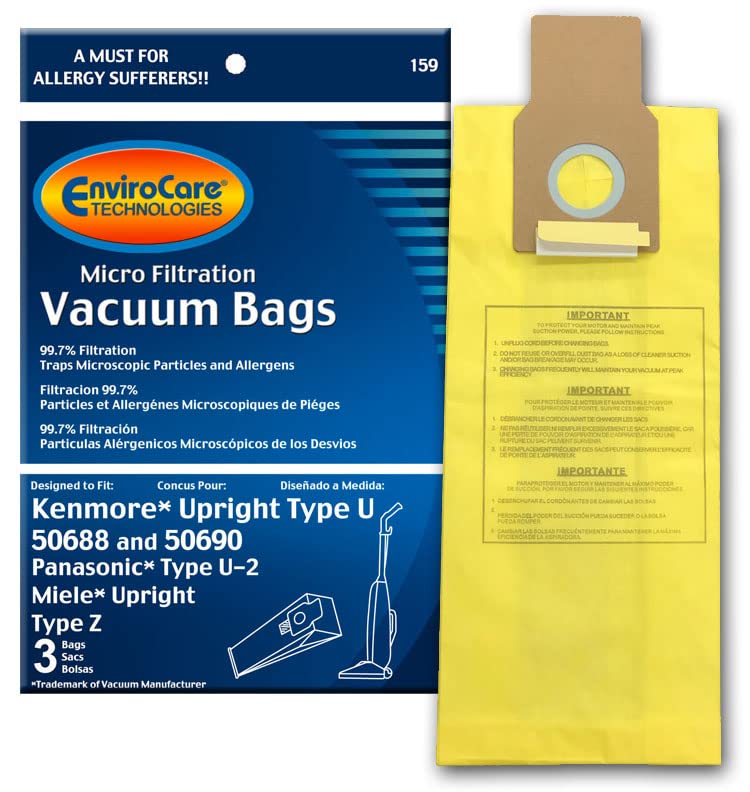 EnviroCare Micro Filtration Vacuum Bags for Kenmore & Panasonic - 3 Pack
