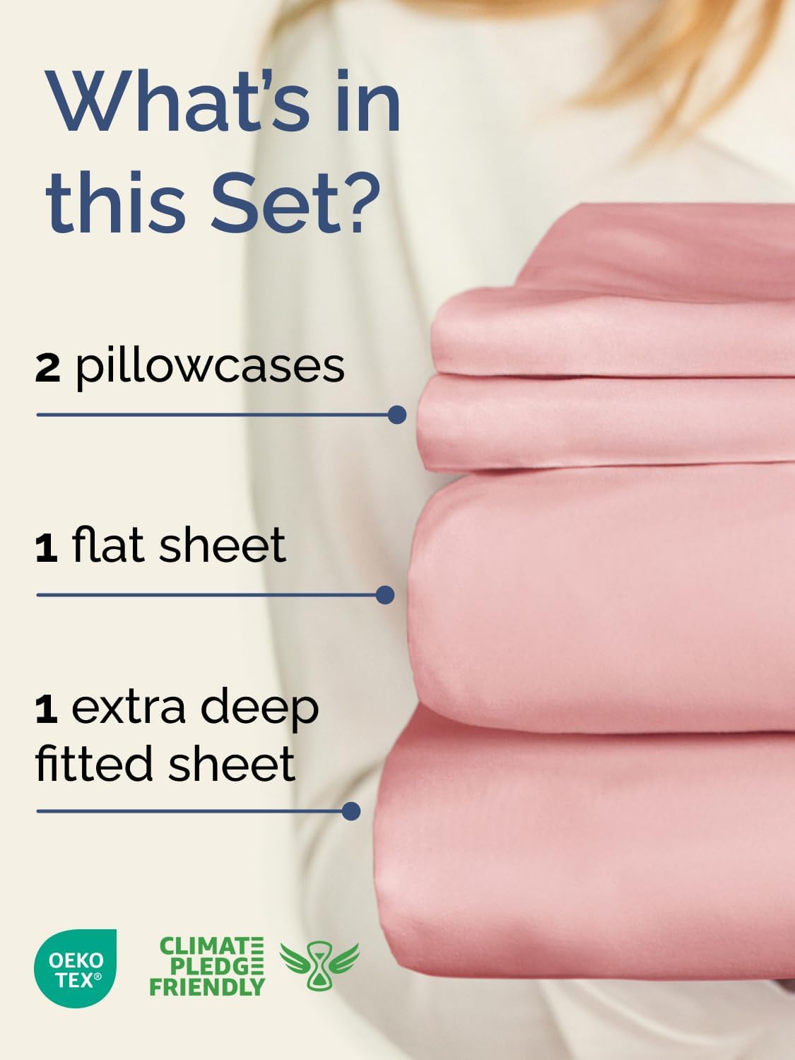 Skiennix Extra Deep Twin XL Sheet Set | 4-Piece Breathable Cooling Bedding - Soft, Wrinkle-Free Baby Pink