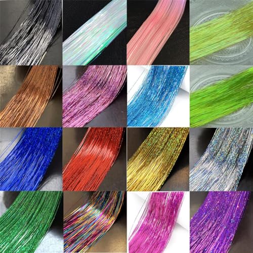 Brown Hair Tinsel Kit with Extension Tools and 1760 Strands Heat Resistant Glitter Fairy Hair