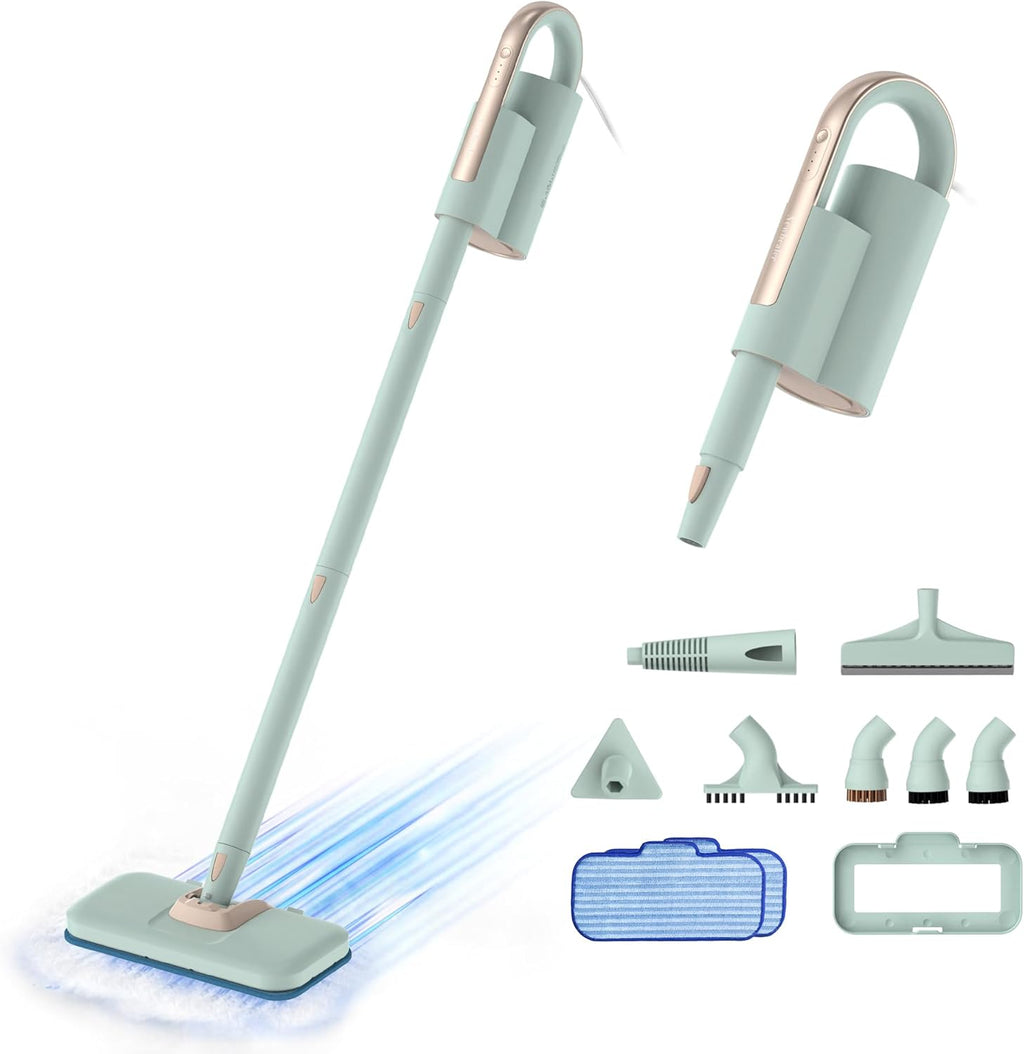 Newbealer Steam Mop - Powerful 1200W Floor Steamer with Detachable Handheld Cleaner | 250ml, 3 Adjustable Levels, 7 Accessories