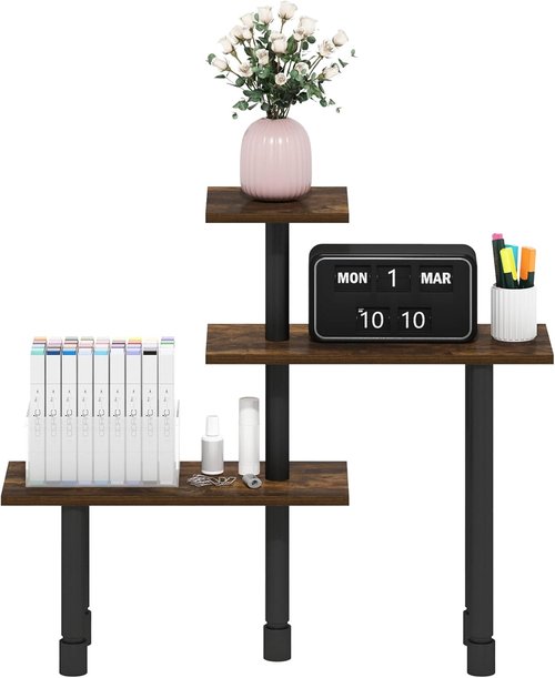 Furinno Turn-N-Tube Kitchen Countertop Organizer - 3-Tier Corner Shelf in Amber Pine for Efficient Storage
