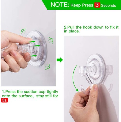 LUXEAR Suction Cup Hooks - 6 Pack Reusable Waterproof Hooks for Shower, Bathroom, Kitchen | Clear Design