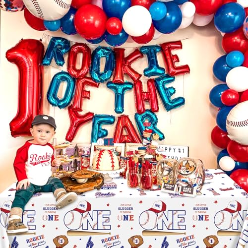 Baseball Themed Tablecloths for 1st Birthday Party - 4 Pack