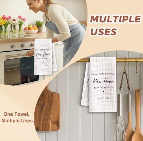 Shescrzionu 1PC Housewarming Gifts for New House 2026 Kitchen Towels, New Beginnings Hand Towels, Ideal Gifts for Homeowner Decorative,Welcoming Home Sweet Home Tea Towels-Ab02