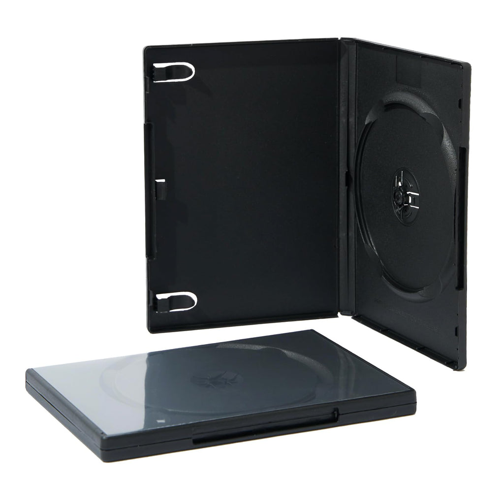 Maxtek 5 Pack Standard 14mm Black Signle Disc CD, DVD, Blu-Ray Disc Cases with Outter Clear Sleeve