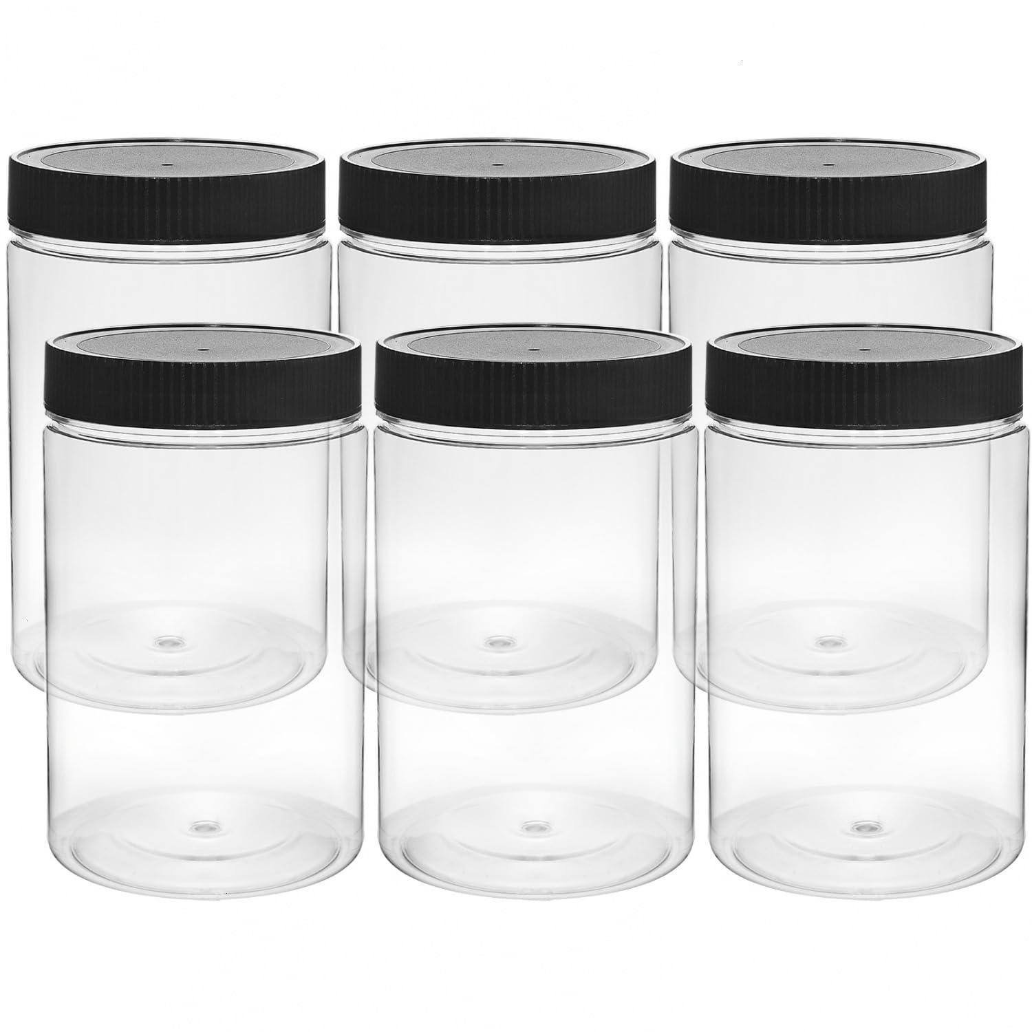 Vumdua 27 Ounce Plastic Jars with Lids, 6 Pack Food Storage Containers Airtight, Clear Containers for Organizing