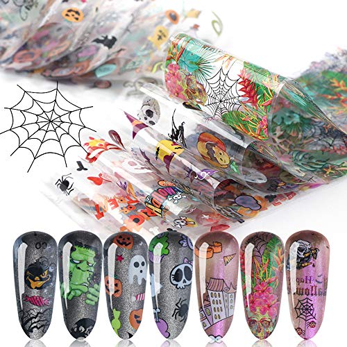 Halloween Nail Art Foil Transfer Stickers Set 10 Pcs Pumpkin Ghost Decals