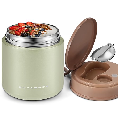 eedabros 15.2oz Kids Vacuum Insulated Food Jar – 316 Stainless Steel Soup Thermo for Hot Food – Leakproof Wide Mouth for School, Kids, Teens & Adults (Green)